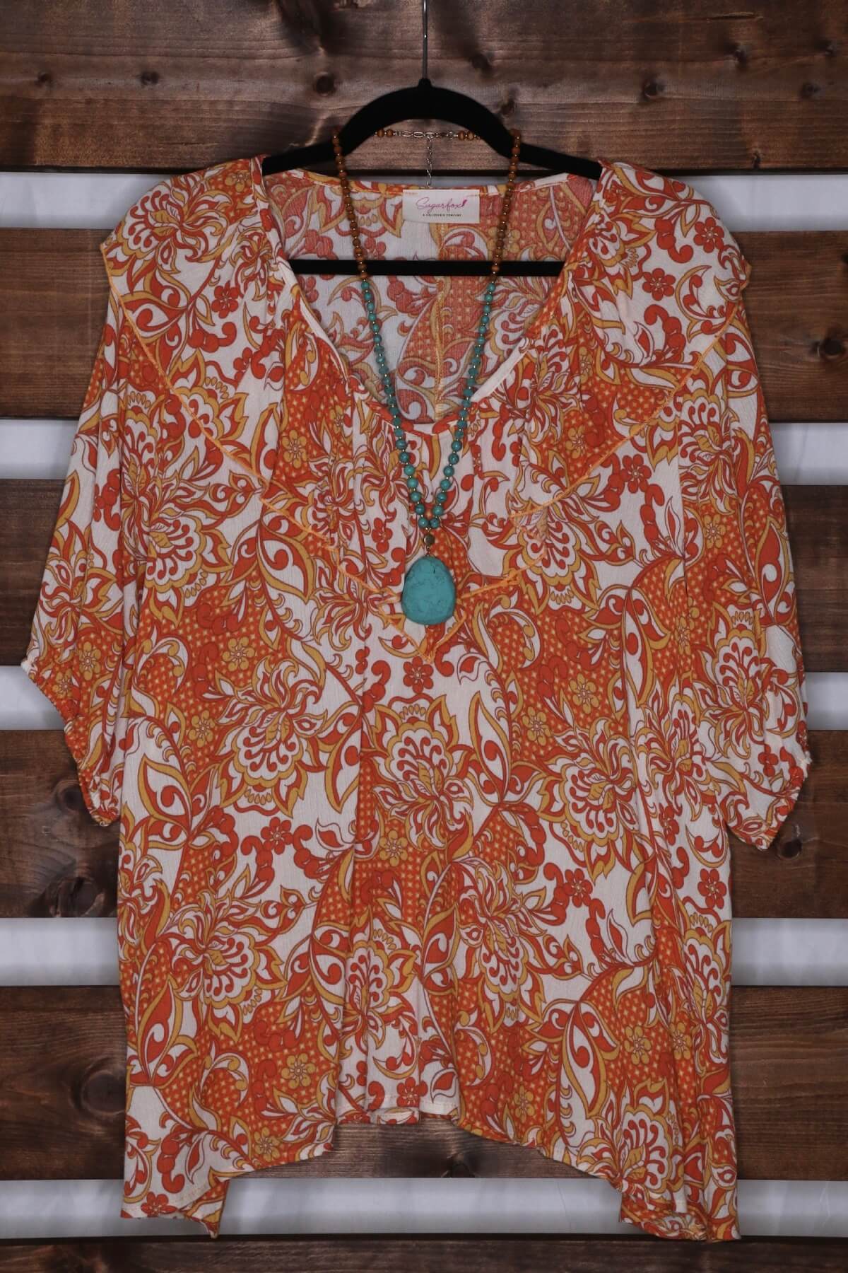 Bohemian Ruffled V Neck Blouse with Bubble Sleeve