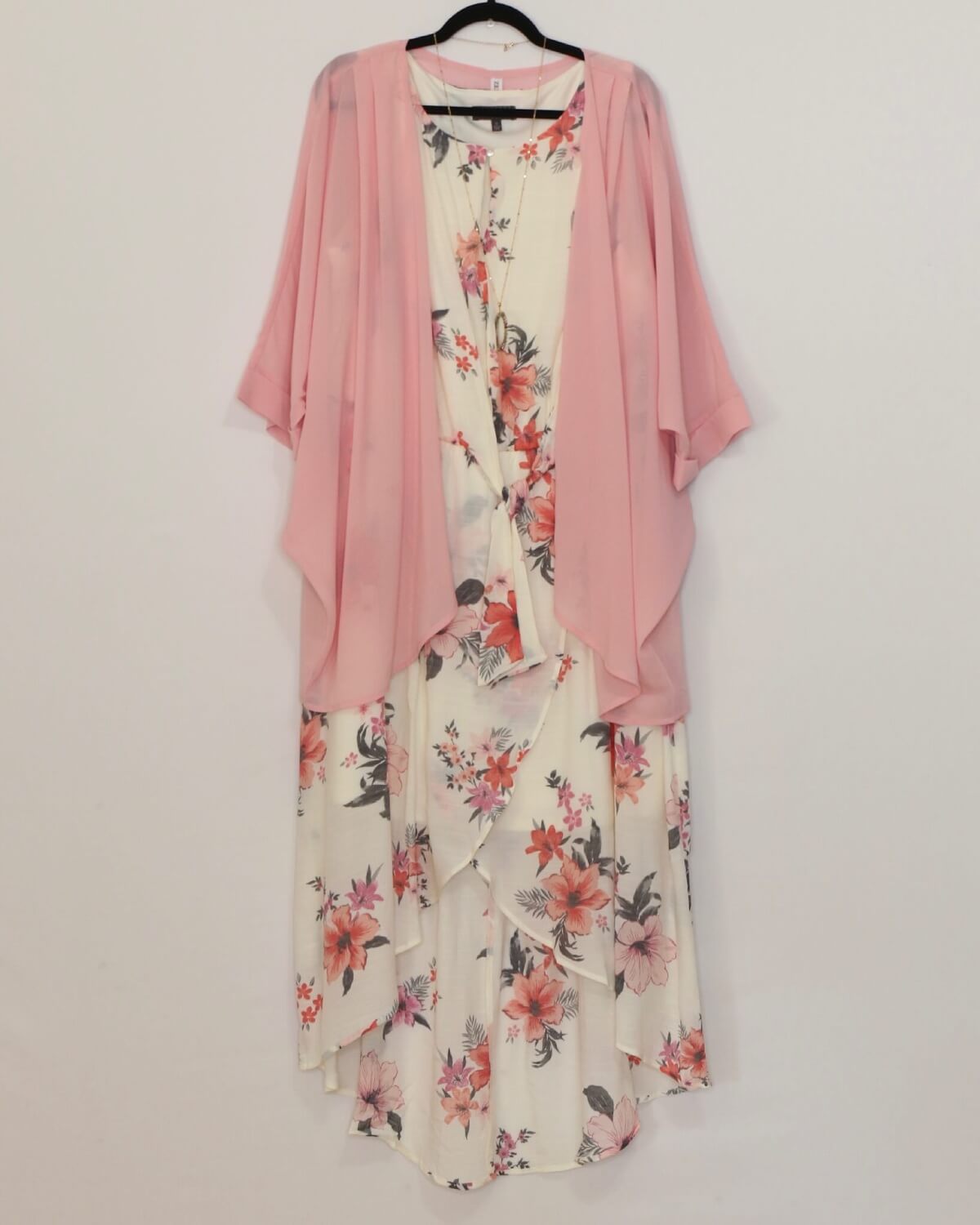 Pink Chiffon Kimono Cardigan