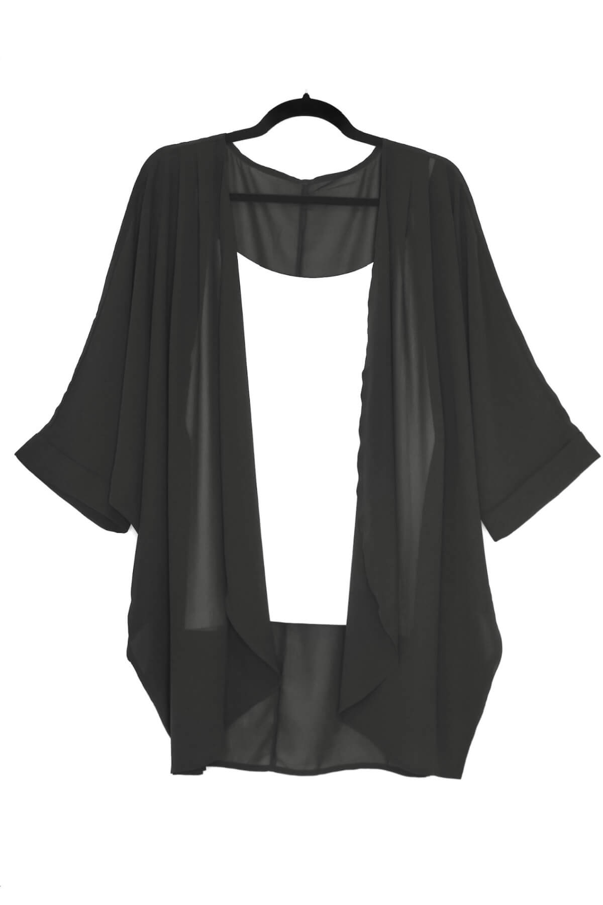 Black Chiffon Kimono Cardigan