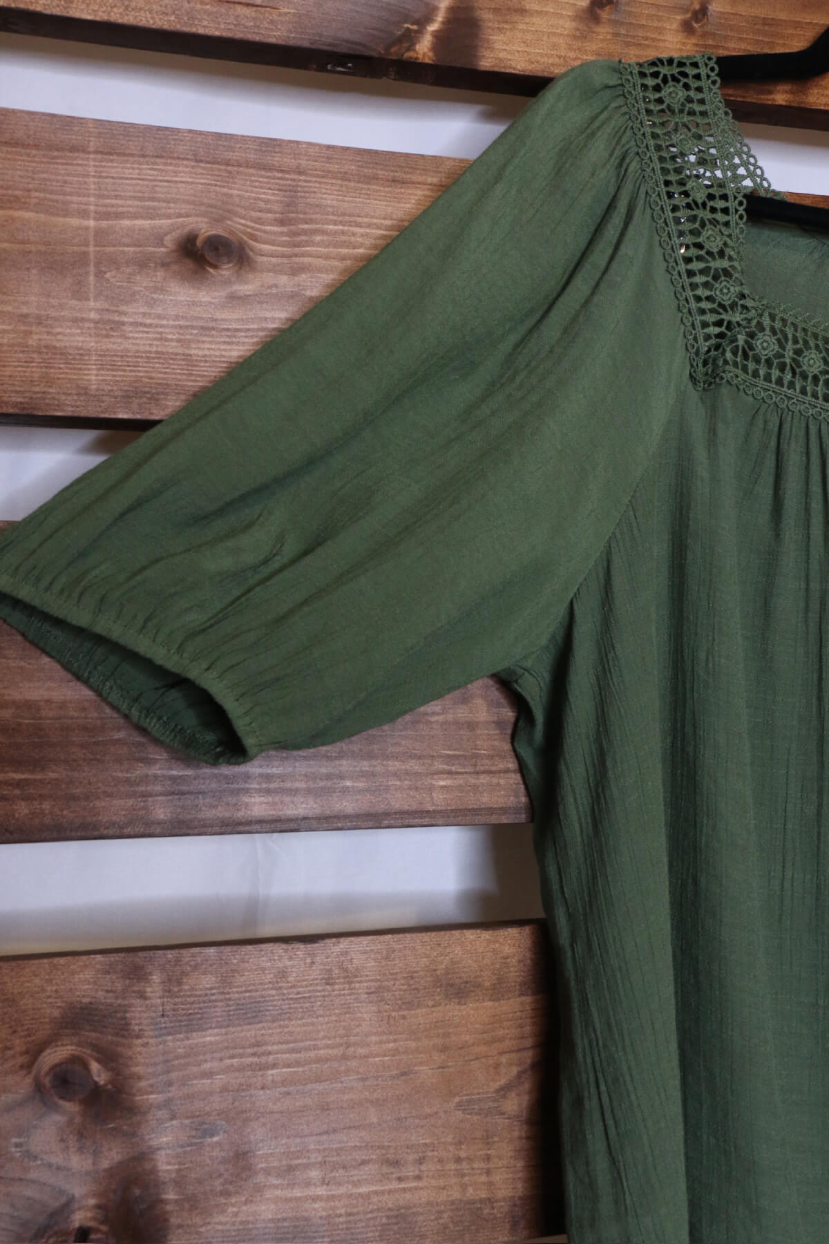 Jade Green Square Neck Peasant Blouse