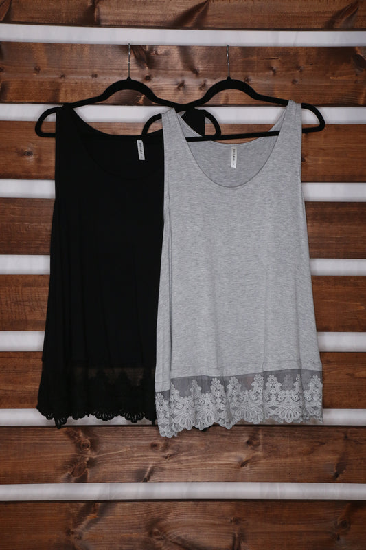 Tank Top Shirt Extender with Lace Hem