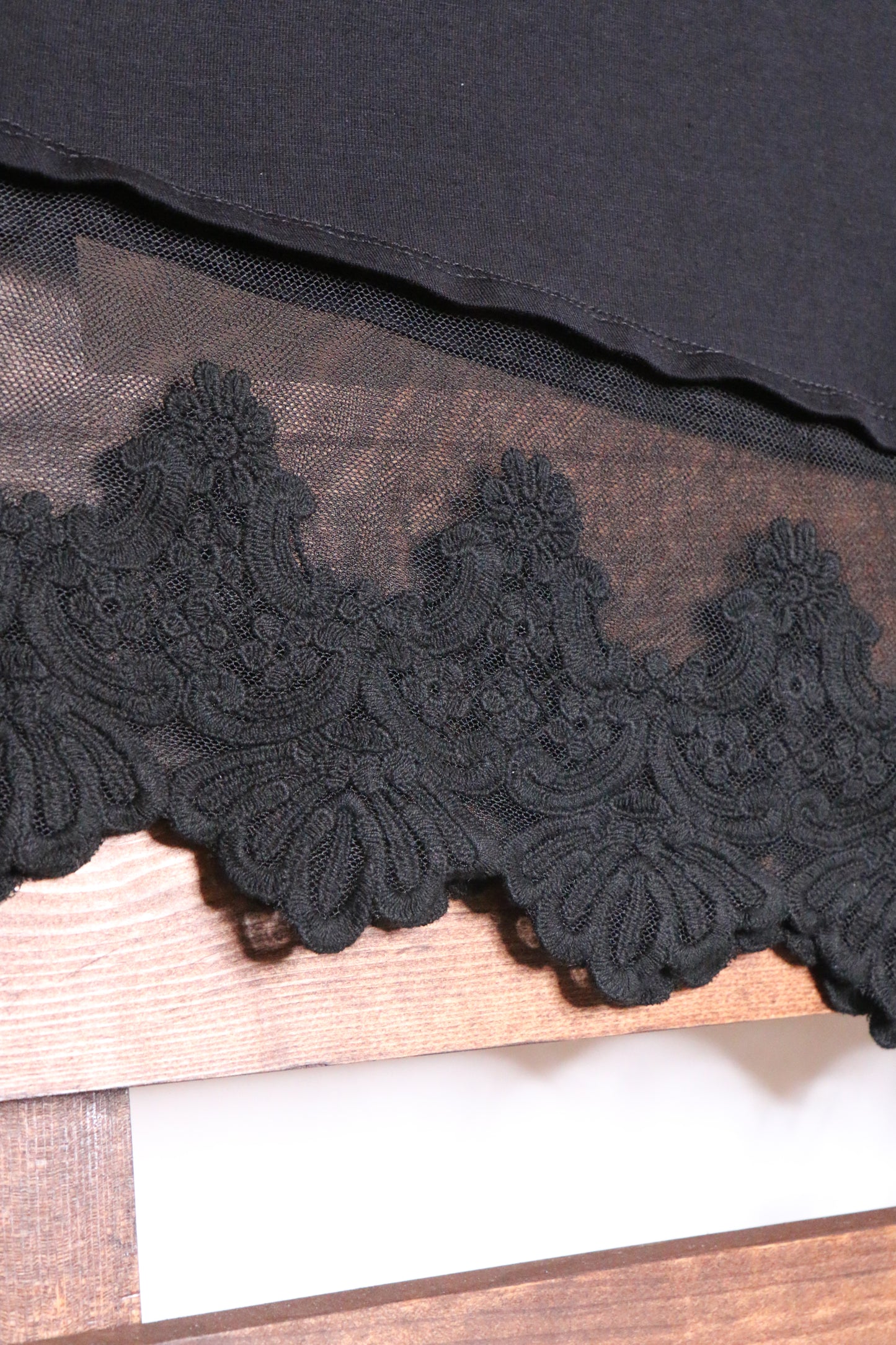 Black Tank Top Shirt Extender with Lace Hem