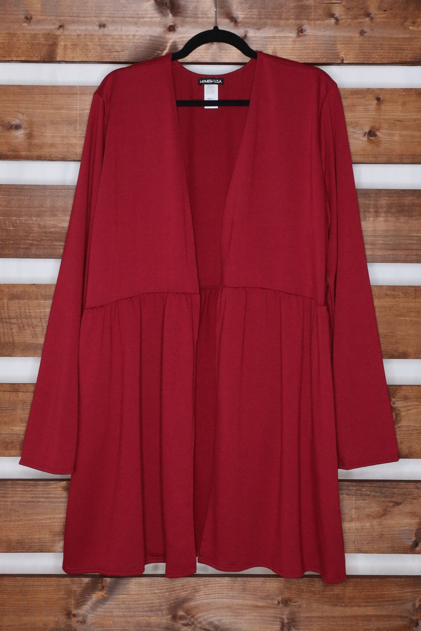 Burgundy Open Front Cardigan