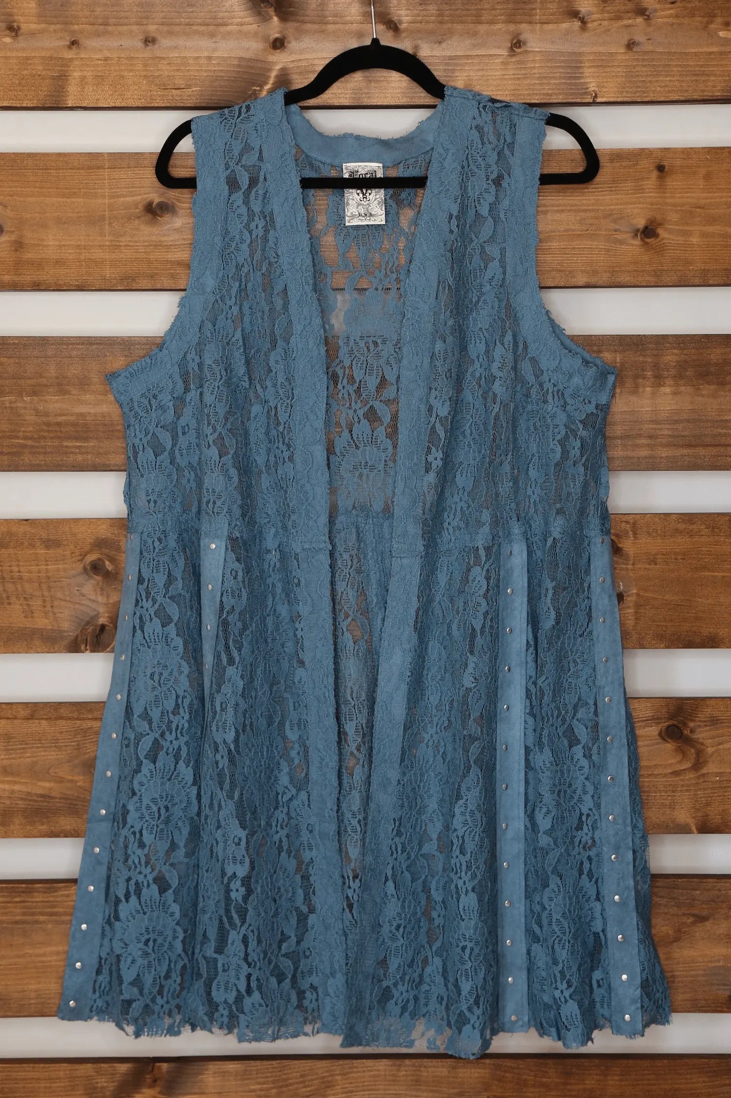 Denim Blue Lace Sleeveless Vest