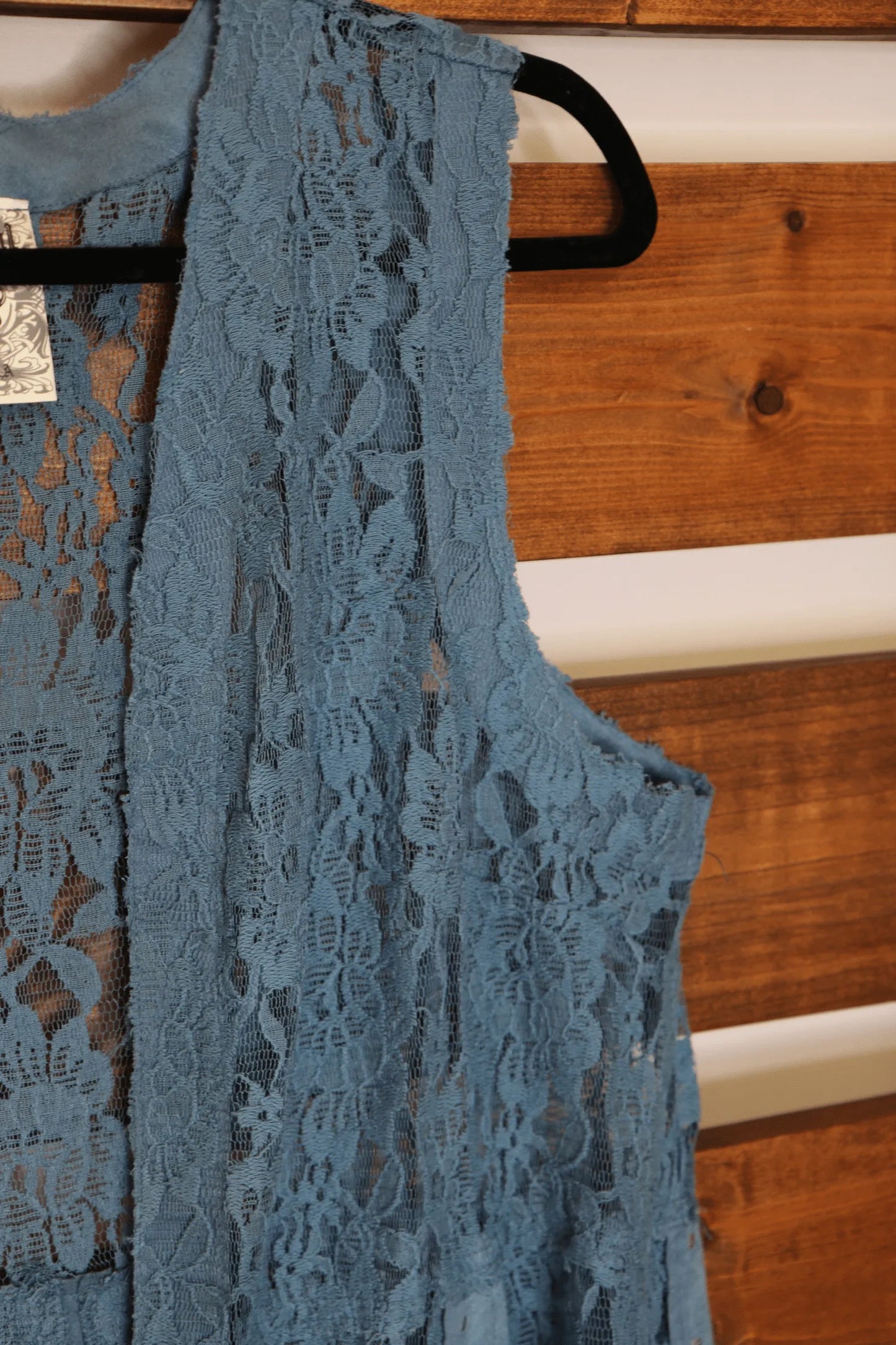 Denim Blue Lace Sleeveless Vest