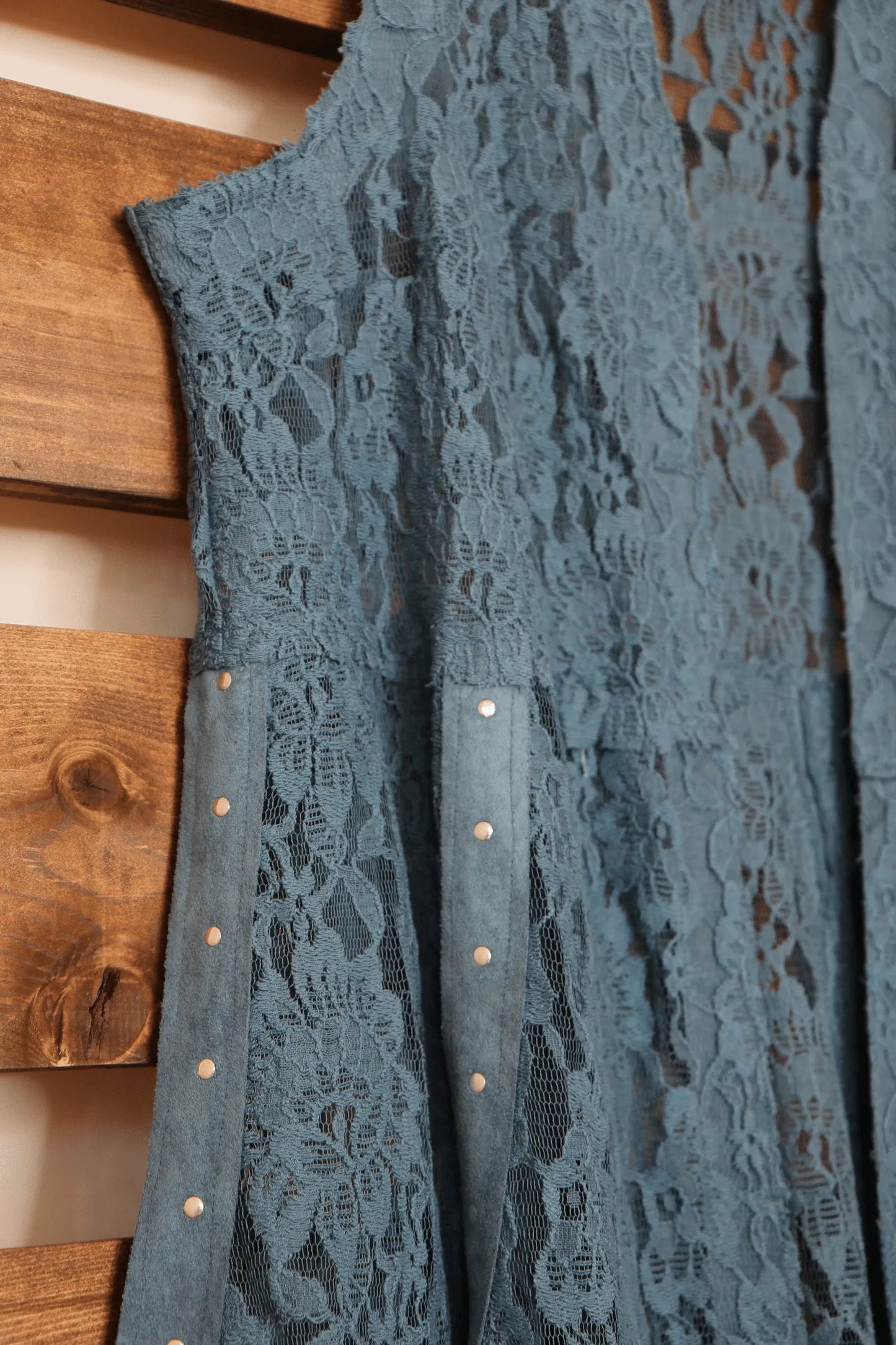 Denim Blue Lace Sleeveless Vest