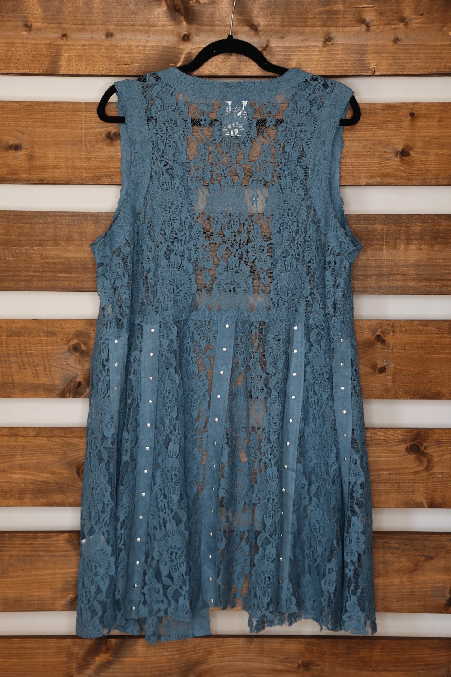 Denim Blue Lace Sleeveless Vest