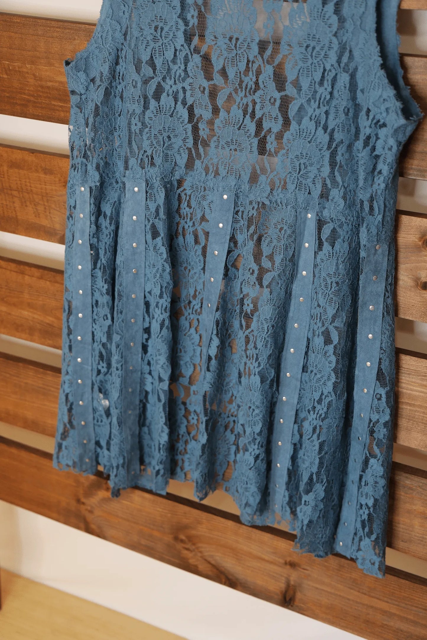 Denim Blue Lace Sleeveless Vest