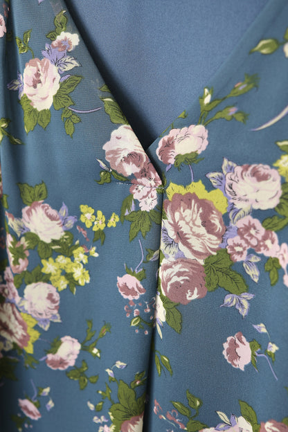 Teal Chiffon Floral Blouse