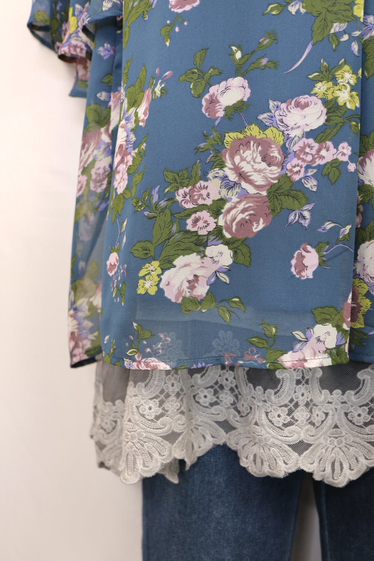 Teal Chiffon Floral Blouse