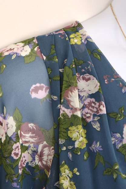 Teal Chiffon Floral Blouse