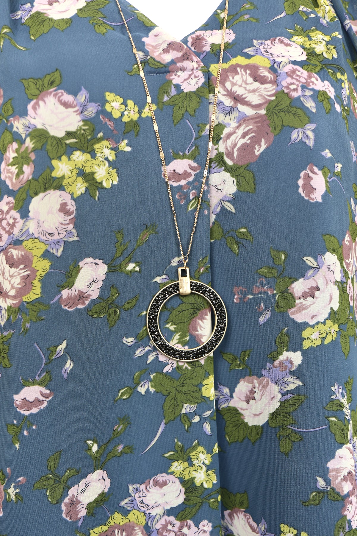 Teal Chiffon Floral Blouse