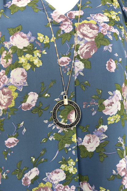 Teal Chiffon Floral Blouse