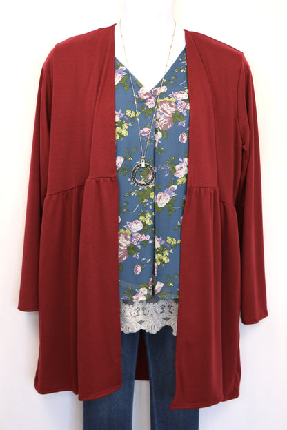 Teal Chiffon Floral Blouse