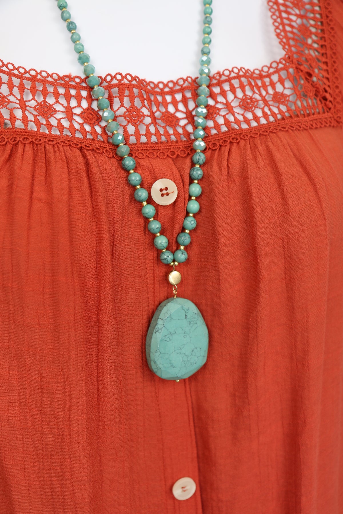 Rust Orange Square Neck Peasant Blouse