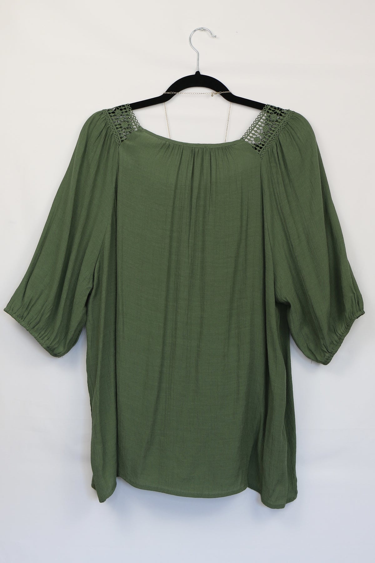 Jade Green Square Neck Peasant Blouse