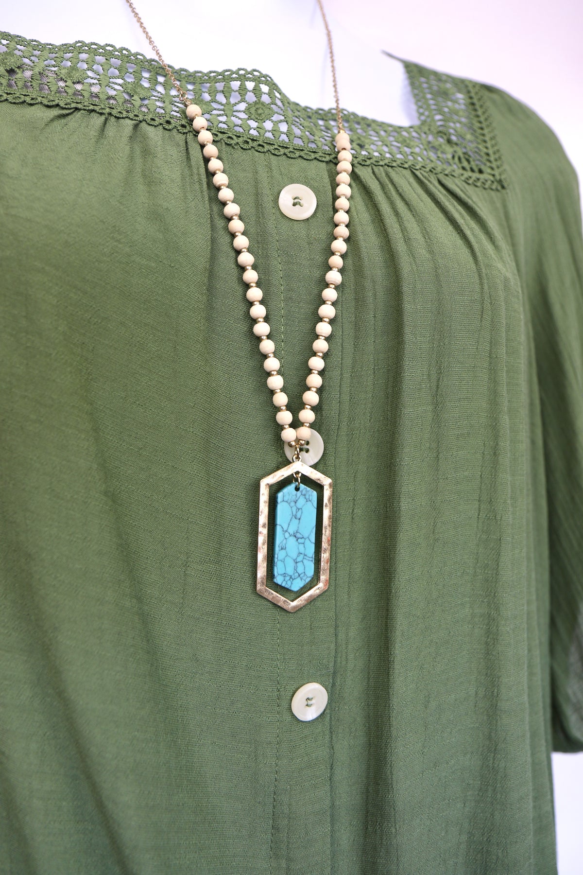 Jade Green Square Neck Peasant Blouse
