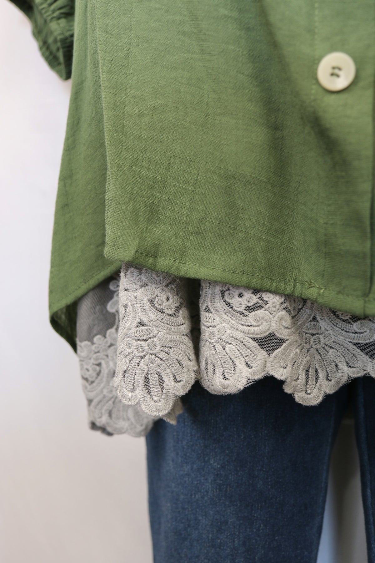 Jade Green Square Neck Peasant Blouse