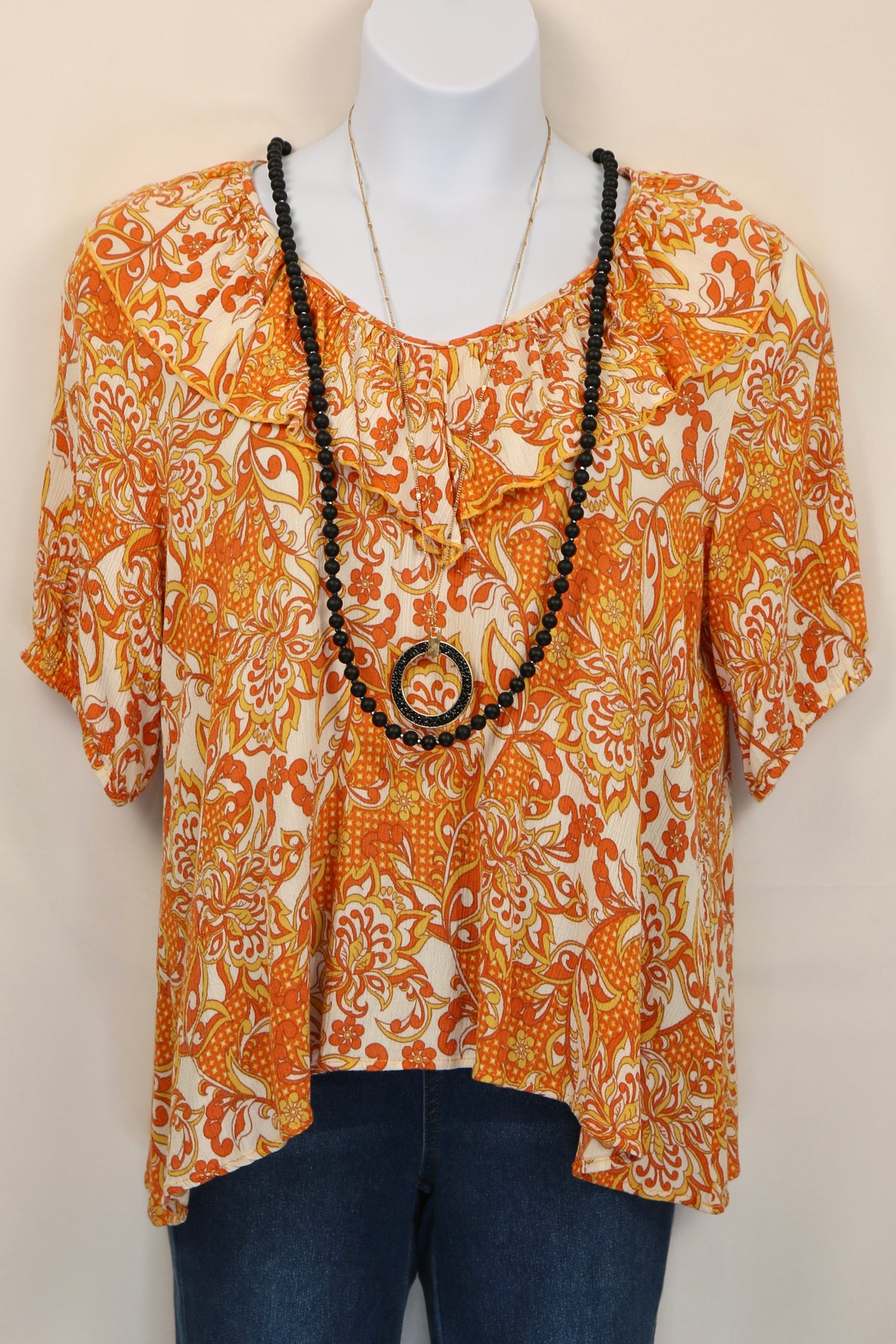 Bohemian Ruffled V Neck Blouse with Bubble Sleeve