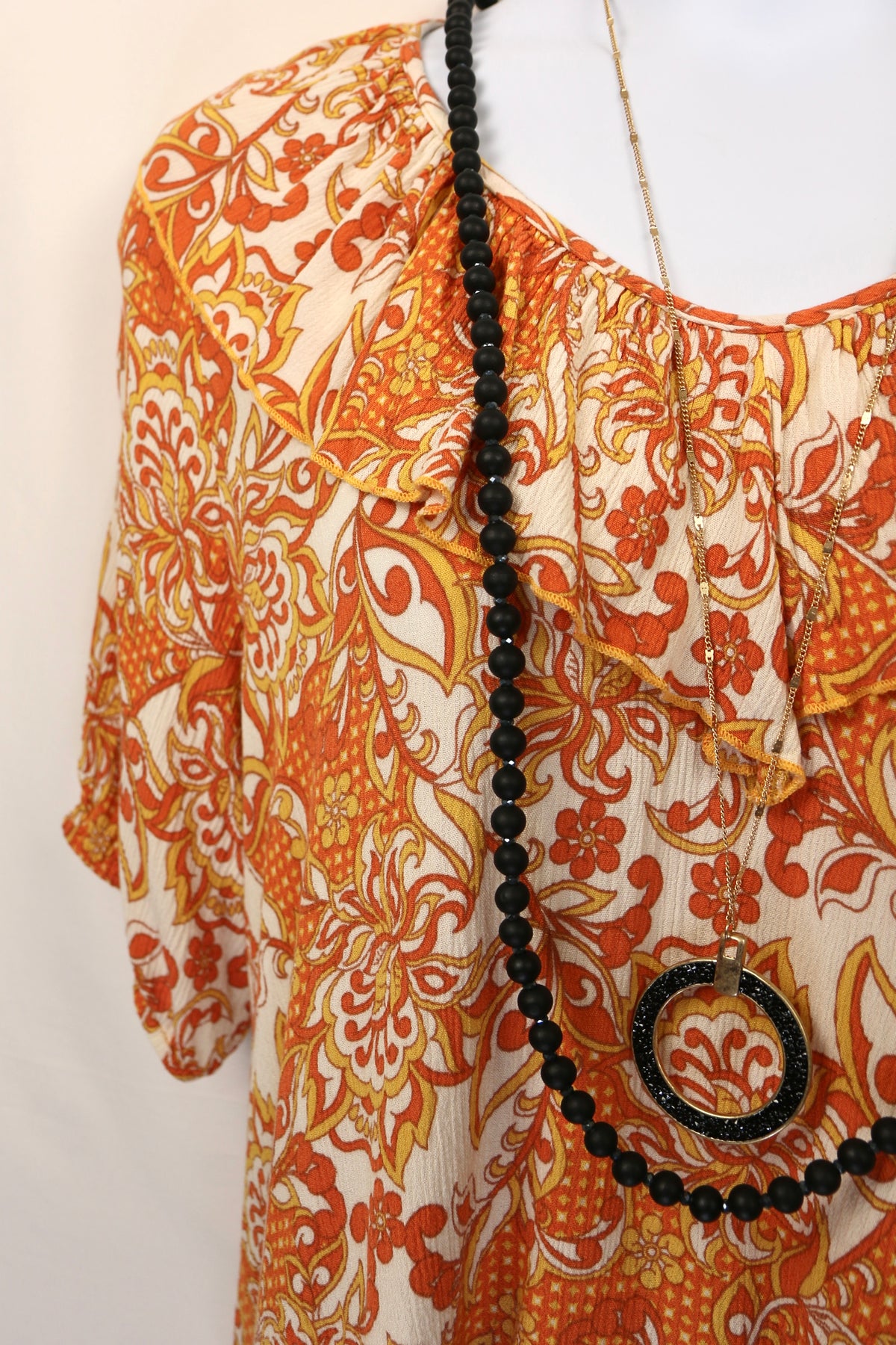 Bohemian Ruffled V Neck Blouse with Bubble Sleeve