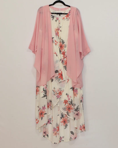 Pink Chiffon Kimono Cardigan