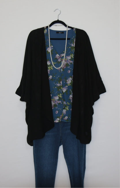 Black Chiffon Kimono Cardigan