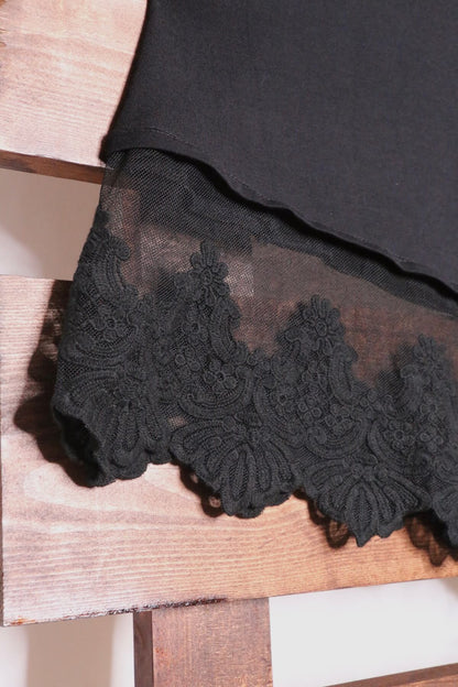 Black Tank Top Shirt Extender with Lace Hem