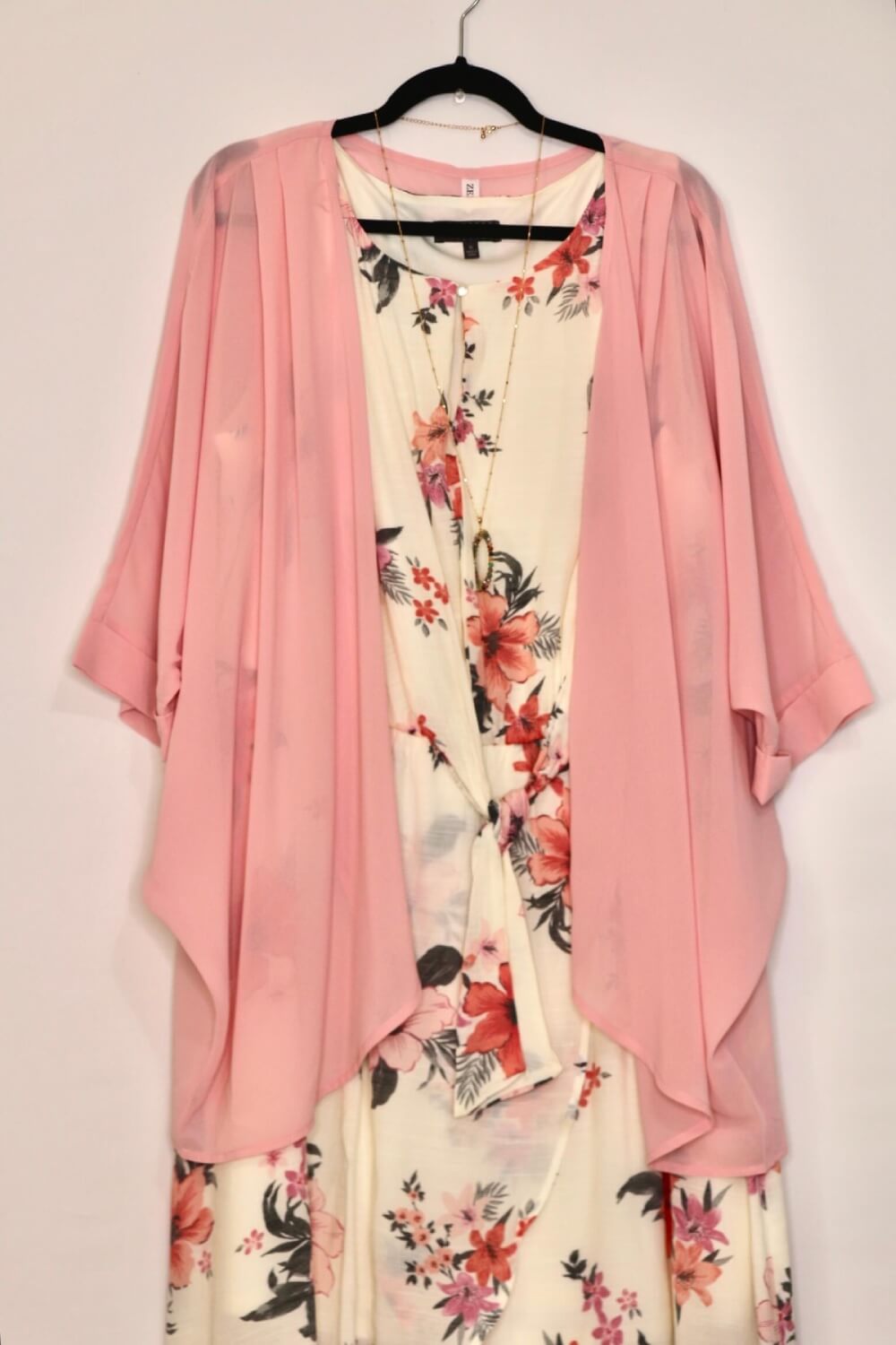 Pink Chiffon Kimono Cardigan