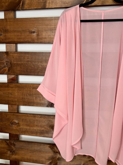 Pink Chiffon Kimono Cardigan