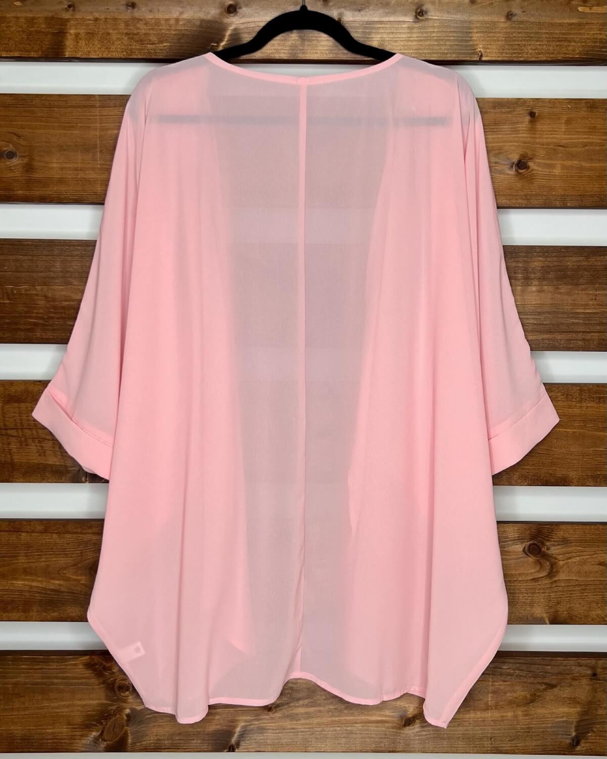 Pink Chiffon Kimono Cardigan