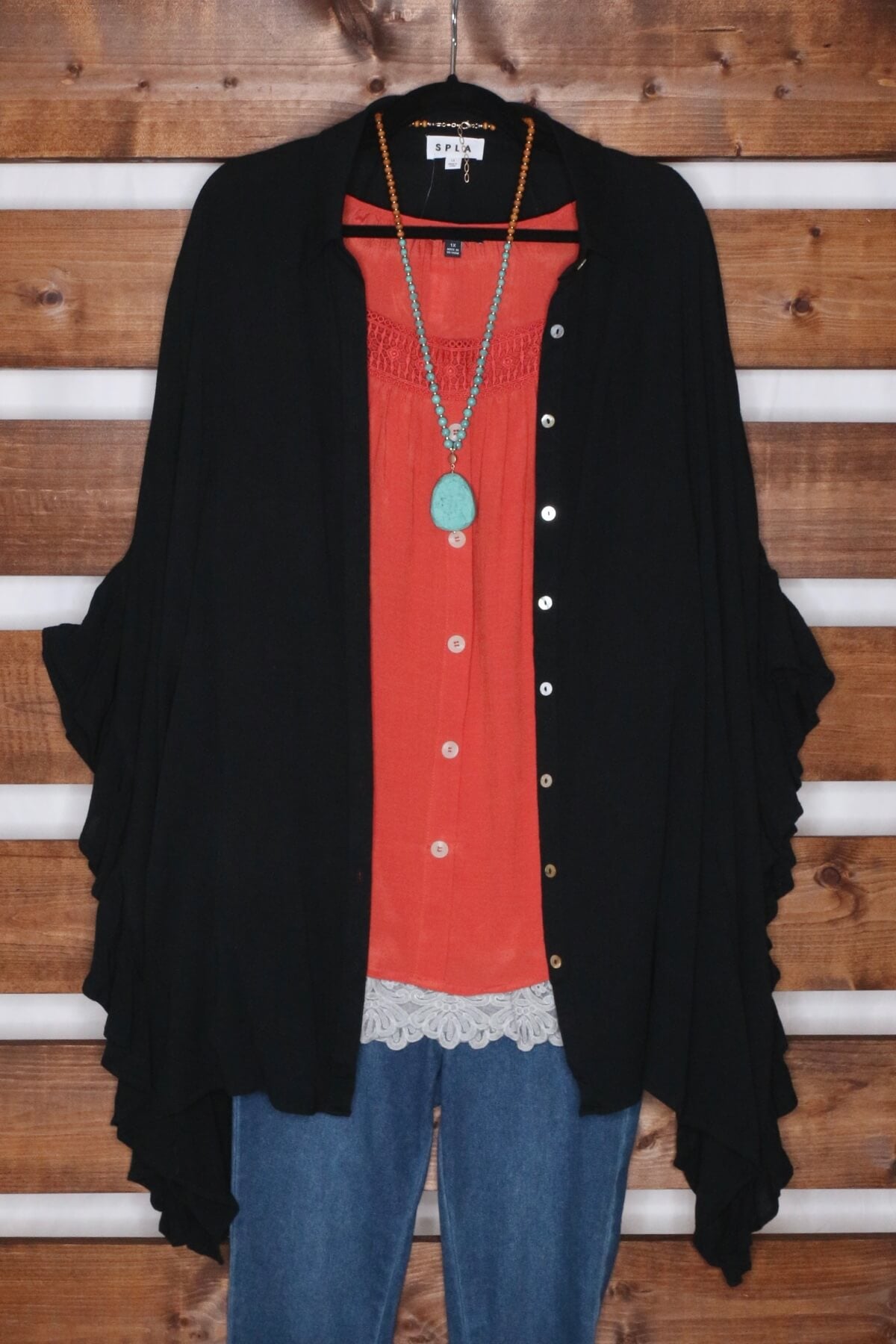 Rust Orange Square Neck Peasant Blouse